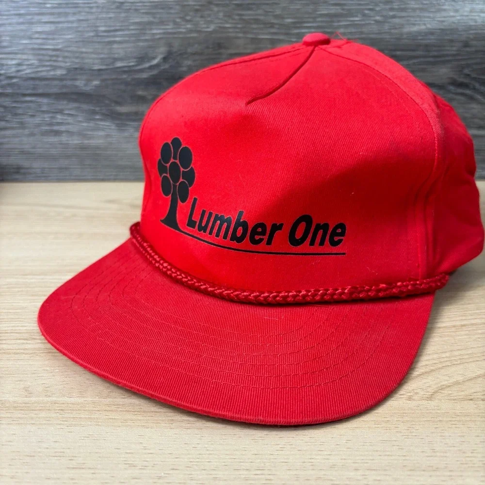 Vintage Lumber One Hat Cap Snap Back‎ Red Rope Trucker